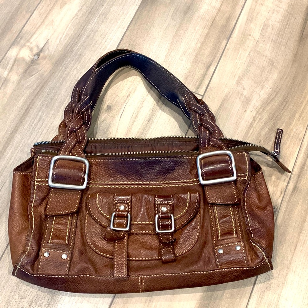 Heavy gauge Fossil leather bag